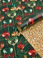 Бумага упаковочная новогодняя глянцевая двухсторонняя «Зелёная роскошь», 70 х 100 см (комплект 10 шт) - фото 53416015