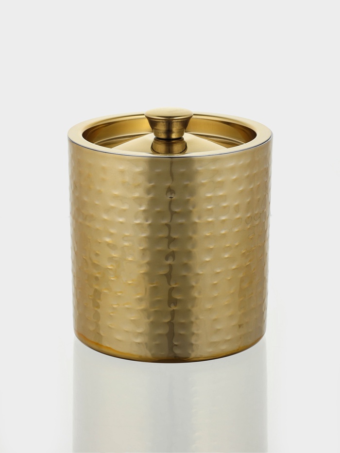 Ведро для льда с крышкой «Золото», 14.5×14.5×18 см, нержавеющая сталь - Фото 1