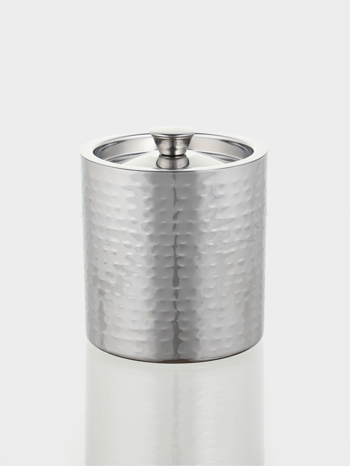 Ведро для льда с крышкой «Серебро», 14.5×14.5×18 см, нержавеющая сталь - Фото 1