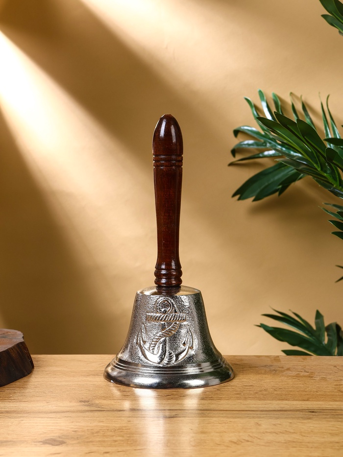 Колокольчик «Якорь», 12×12×24 см, алюминий, с деревянной ручкой - Фото 1