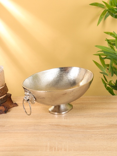 Салатник на ножке «Лев с кольцом», 24×33×13.5 см, алюминий, никелевое покрытие