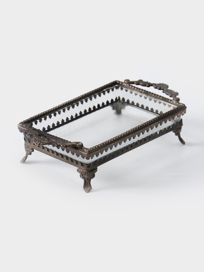 Блюдо прямоугольное «Богемия», 20×10×5 ± 1 см, стекло, латунь