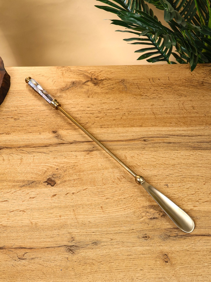 Ложка для обуви «Перламутр», 48.5 см, латунь, смола - Фото 1