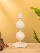 Подсвечник на 1 свечу текстурный «Бежевый», с 2 сферами, 8.5×8.5×18 см - фото 52743835