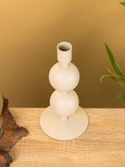 Подсвечник на 1 свечу текстурный «Бежевый», с 2 сферами, 8.5×8.5×18 см - фото 52743836