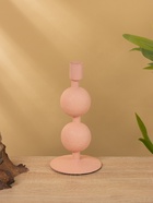 Подсвечник на 1 свечу текстурный «Пудровый розовый», с 2 сферами, 8.5×8.5×18 см - фото 52743840