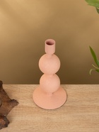 Подсвечник на 1 свечу текстурный «Пудровый розовый», с 2 сферами, 8.5×8.5×18 см - фото 52743841