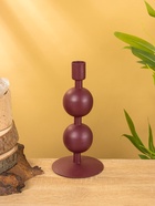 Подсвечник на 1 свечу текстурный «Баклажановый», с 2 сферами, 8.5×8.5×18 см - фото 52743890