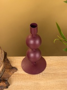 Подсвечник на 1 свечу текстурный «Баклажановый», с 2 сферами, 8.5×8.5×18 см - фото 52743891