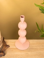 Подсвечник на 1 свечу текстурный "Пудровый розовый" с 3 сферами 10х10х25 см - фото 809142290