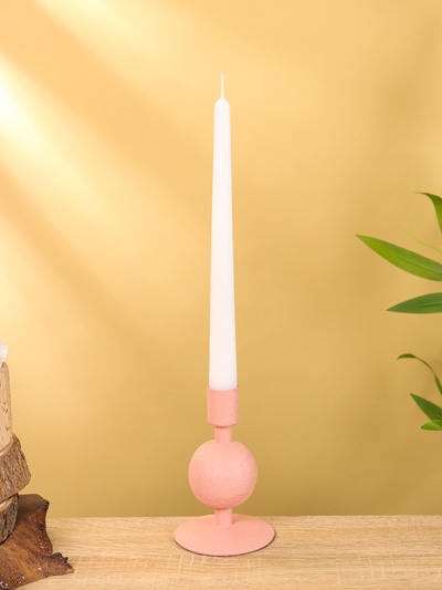 Подсвечник на 1 свечу «Пудровый», с 1 сферой, 7.5×7.5×11.5 см