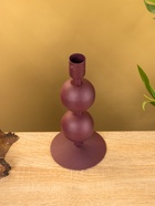 Подсвечник на 1 свечу «Баклажан», с 2 сферами, 8.5×8.5×18 см - фото 52744017