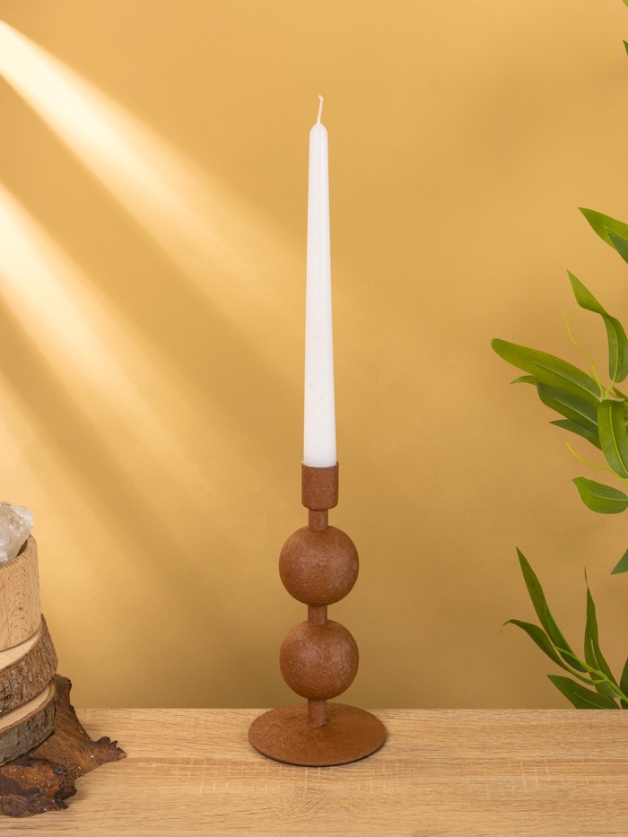Подсвечник на 1 свечу «Бисквит», с 2 сферами, 8.5×8.5×18 ± 1 см