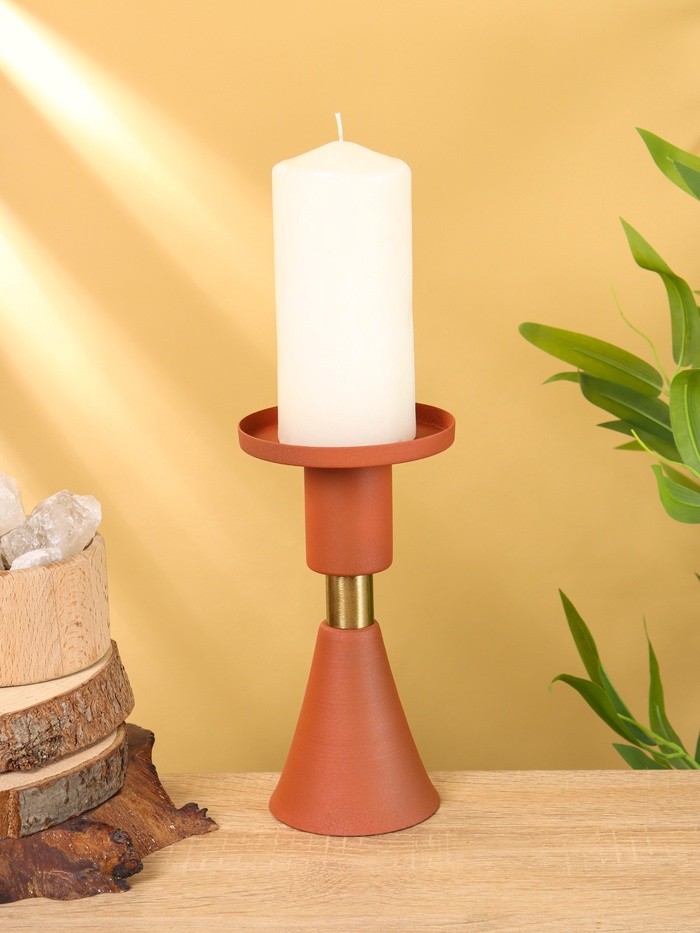 Подсвечник на 1 свечу текстурный «Терракотовый», 10.5×10.5×19.5 см - Фото 1