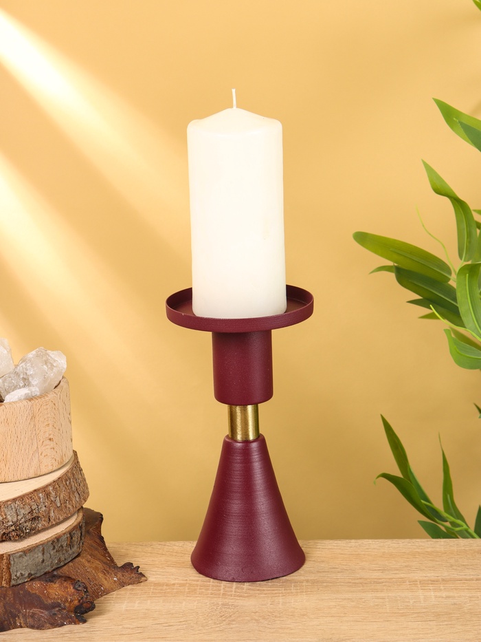Подсвечник на 1 свечу текстурный «Баклажановый», 10.5×10.5×19.5 см - Фото 1