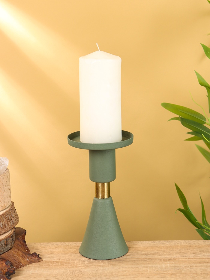 Подсвечник на 1 свечу текстурный «Болотный», 10.5×10.5×19.5 см - Фото 1