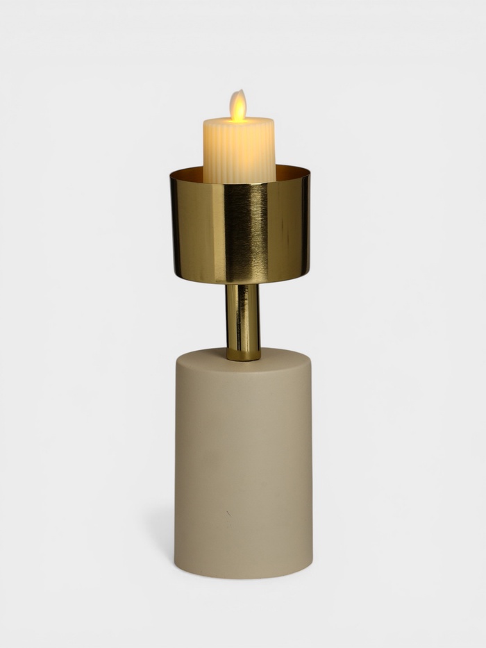 Подсвечник на 1 свечу «Кубок», 10×10×28.5 см, бежевый с золотом