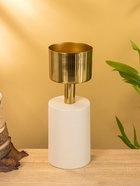 Подсвечник на 1 свечу «Кубок», 10×10×28.5 см, бежевый с золотом - фото 52744071