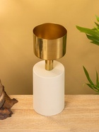 Подсвечник на 1 свечу «Кубок», 10×10×28.5 см, бежевый с золотом - фото 52744072