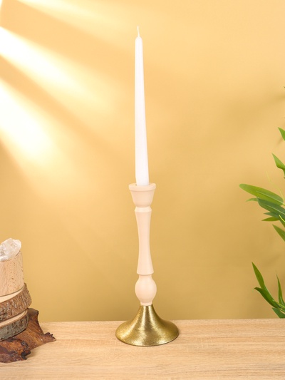 Подсвечник на 1 свечу «Бежевый», 10.5×10.5×25 см