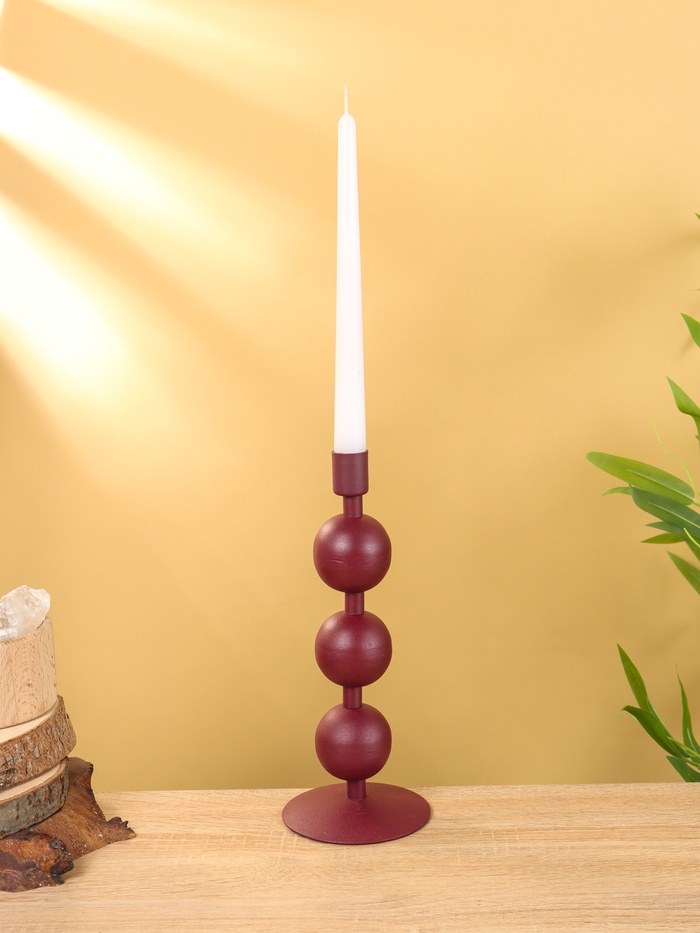 Подсвечник на 1 свечу «Баклажан», с 3 сферами, 10×10×25 см - Фото 1