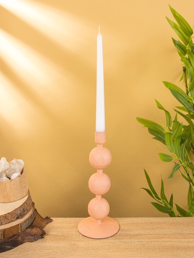 Подсвечник на 1 свечу «Пудровый», с 3 сферами, 10×10×25 см