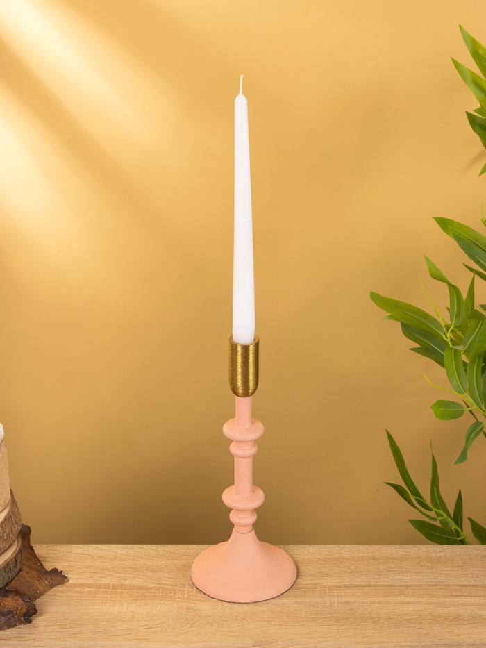 Подсвечник на 1 свечу «Пудровый», 10×10×26 см