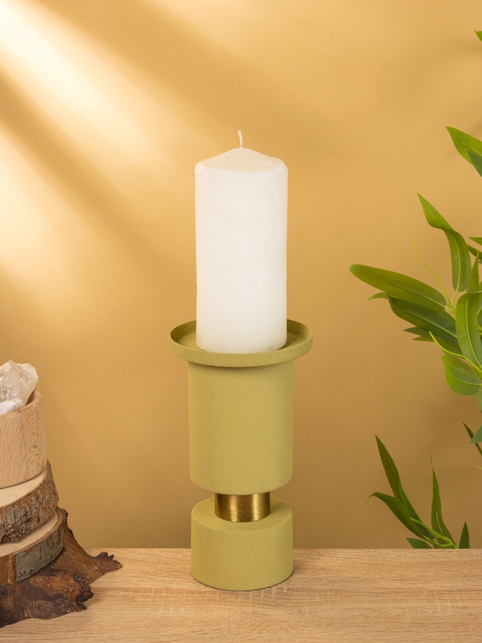 Подсвечник на 1 свечу текстурный «Олива», 10.5×10.5×19 см