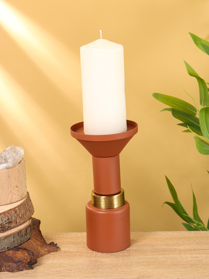 Подсвечник на 1 свечу текстурный «Терракотовый», 10.5×10.5×19.5 см - Фото 1