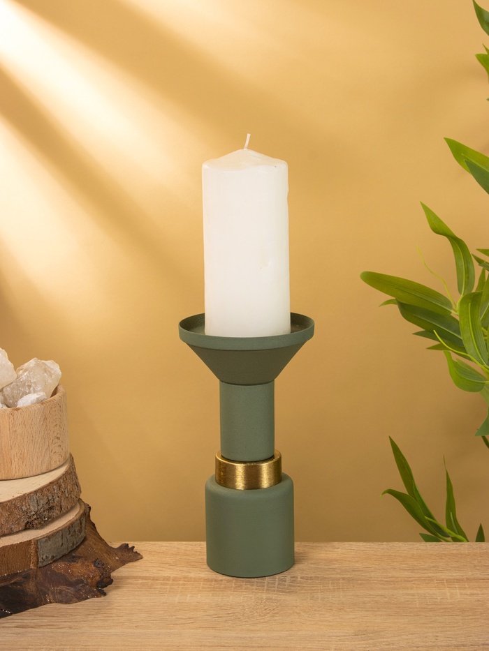 Подсвечник на 1 свечу текстурный «Болотный», 10.5×10.5×20 см - Фото 1
