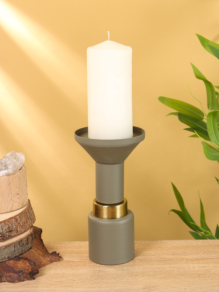 Подсвечник на 1 свечу текстурный «Графитовый», 10.5×10.5×19.5 см - Фото 1