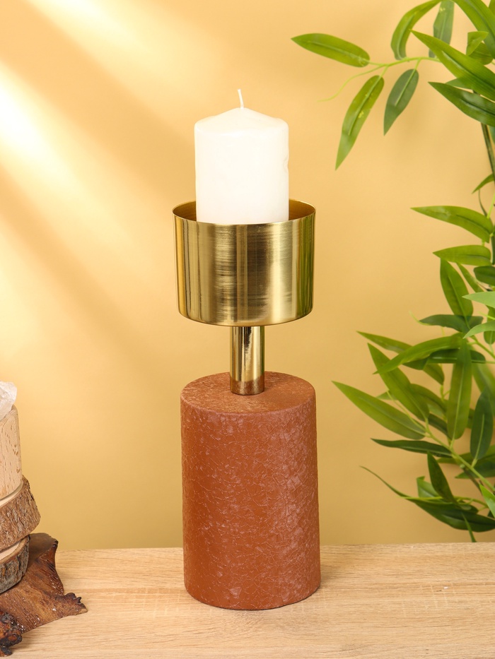 Подсвечник на 1 свечу «Кубок», 10×10×28.5 см, бисквитный с золотом