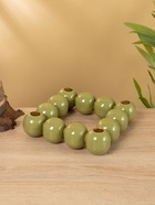 Подсвечник на 4 свечи «Бусы», с 12 сферами, 20.5×20.5×5.5 см, авокадо - фото 809142679