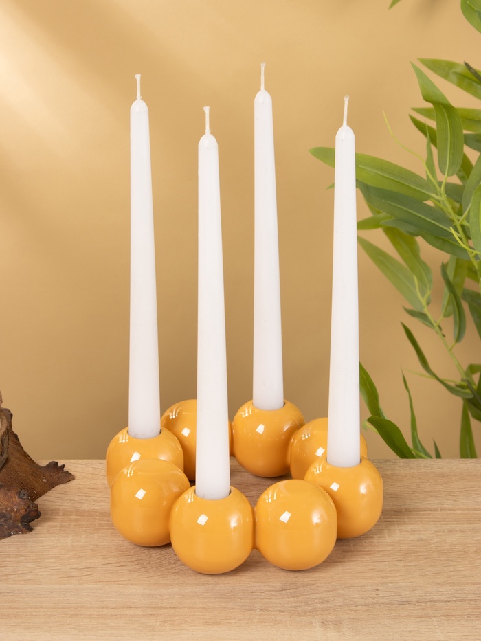 Подсвечник на 4 свечи «Бусы. Песок», с 8 сферами, 19×19×5.5 см