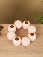 Подсвечник на 4 свечи «Бусы», с 8 сферами, 19×19×5.5 см, розовый - фото 52744367