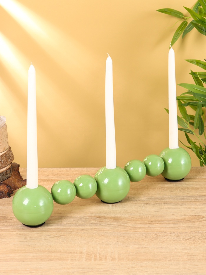 Подсвечник на 3 свечи «Бусы», с 7 сферами, 44×8×8 см, кипарис - Фото 1