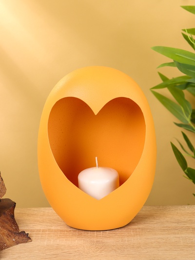Подсвечник в форме сердца текстурный «Песок», 16.5×8.5×22 ± 1 см
