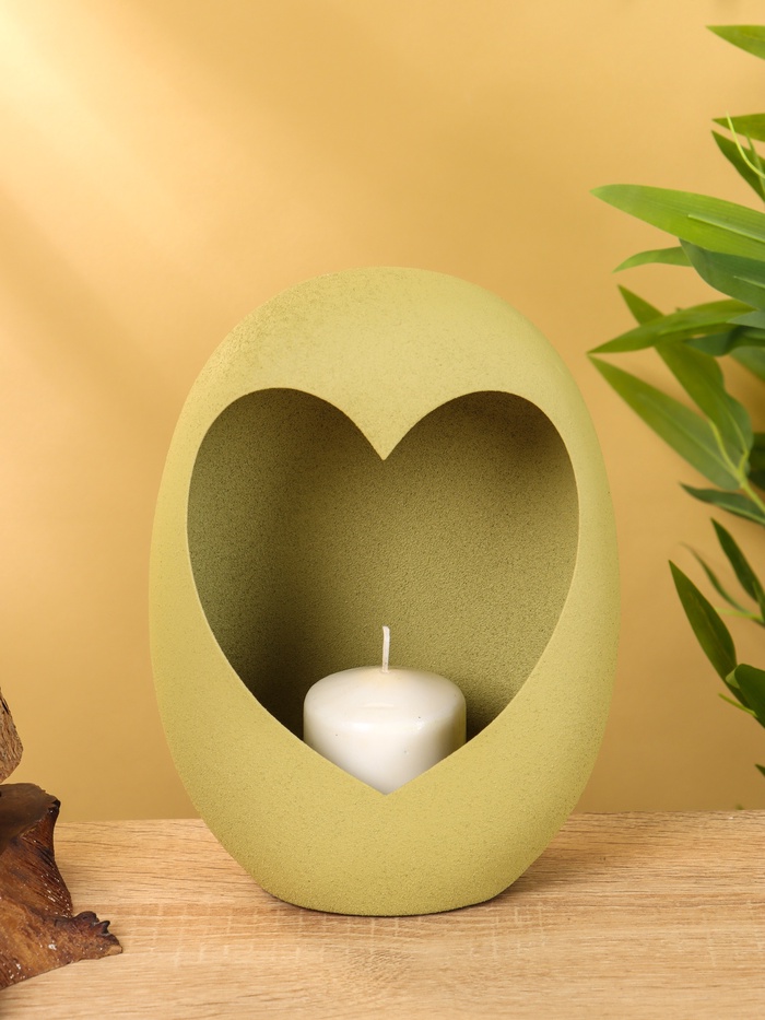 Подсвечник в форме сердца текстурный «Олива», 16.5×8.5×22 ± 1 см - Фото 1