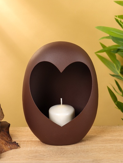 Подсвечник в форме сердца текстурный «Шоколад», 16.5×8.5×22± 1 см