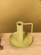 Подсвечник на 1 свечу текстурный с ручкой и блюдцем «Оливковый», 10×10×9.5 +/- 0.5 см - фото 52744417