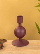 Подсвечник на 1 свечу текстурный «Баклажановый», с 1 сферой, 7.5×7.5×11.5 см - Фото 2