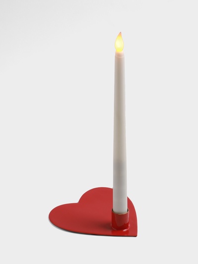 Подсвечник на 1 свечу в форме сердца Love is, 12.5×12.5×3 см, красный