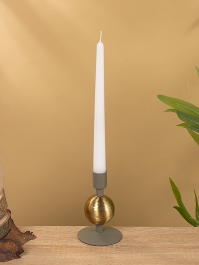 Подсвечник на 1 свечу текстурный «Графитовый», с 1 сферой, 7.5×7.5×11.5 см