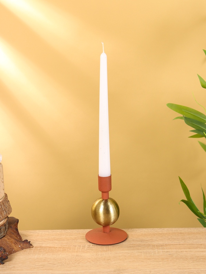 Подсвечник на 1 свечу текстурный «Терракотовый», с 1 сферой, 7.5×7.5×11.5 см - Фото 1