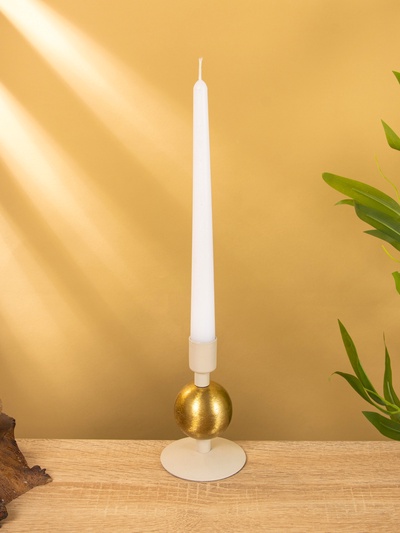 Подсвечник на 1 свечу текстурный «Бежевый», с 1 сферой, 7.5×7.5×11.5 см