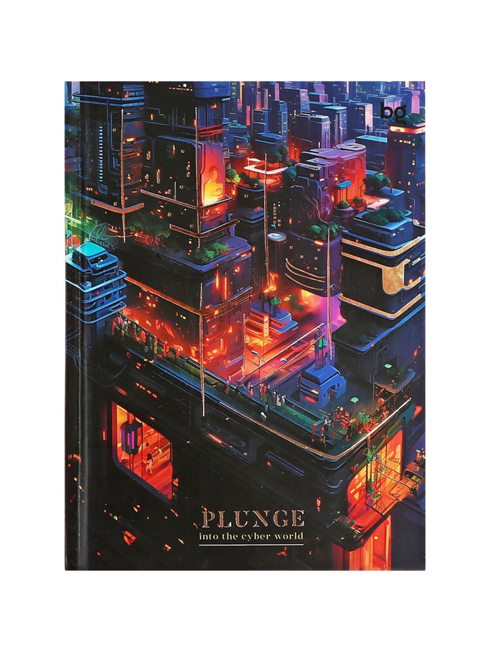 Блокнот А6, 80 листов, в клетку, Cyber world, твердая обложка, тиснение фольгой - Фото 1