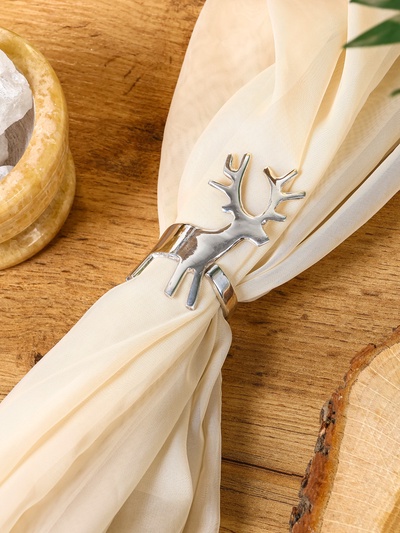 Кольцо для салфеток «Лесной олень», 7.5×4.4.5×4.5 см, латунь, никелевое покрытие