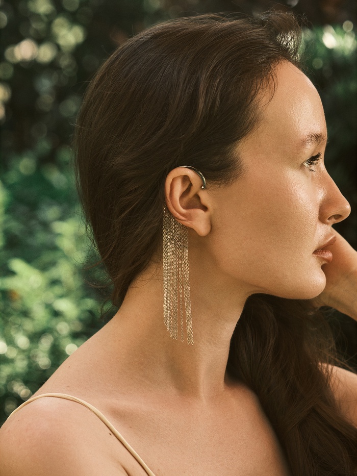 Серьга кафф «Водопад», висячая, цвет серебро - Фото 1