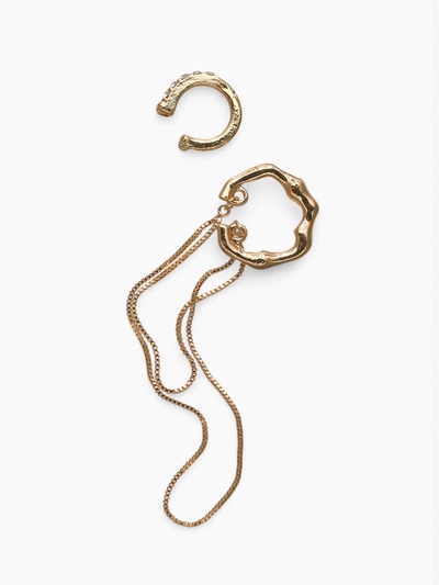 Серьги каффы «Водопад» набор 2 шт. стразы, цвет золото