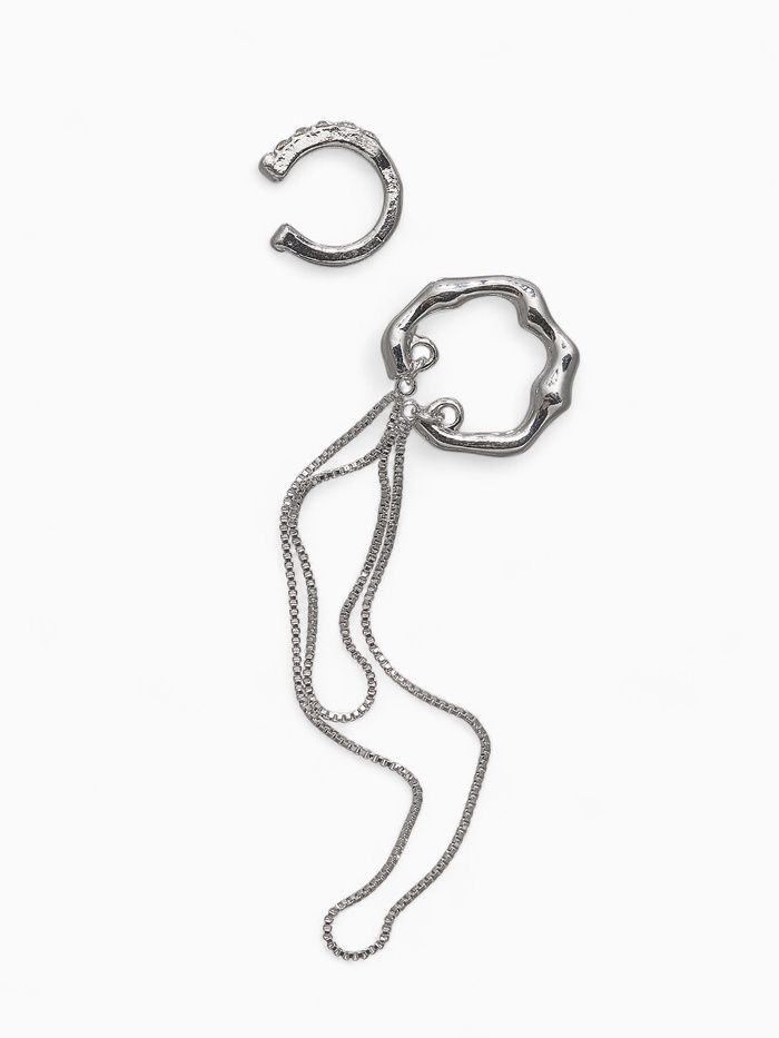 Серьги каффы «Водопад» набор 2 шт. стразы, цвет серебро - Фото 1